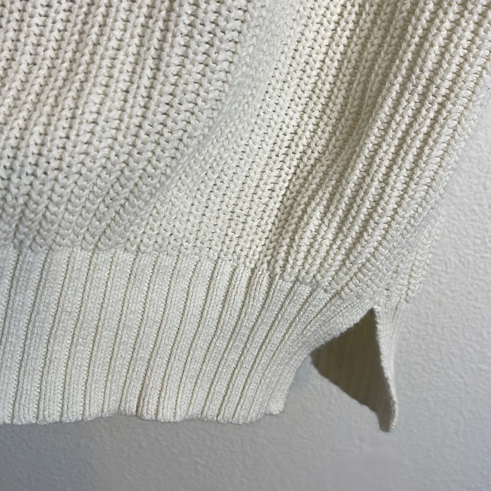 LOFT Cream V-Neck Knit Short Sleeve Sweater - Picture 4 of 7